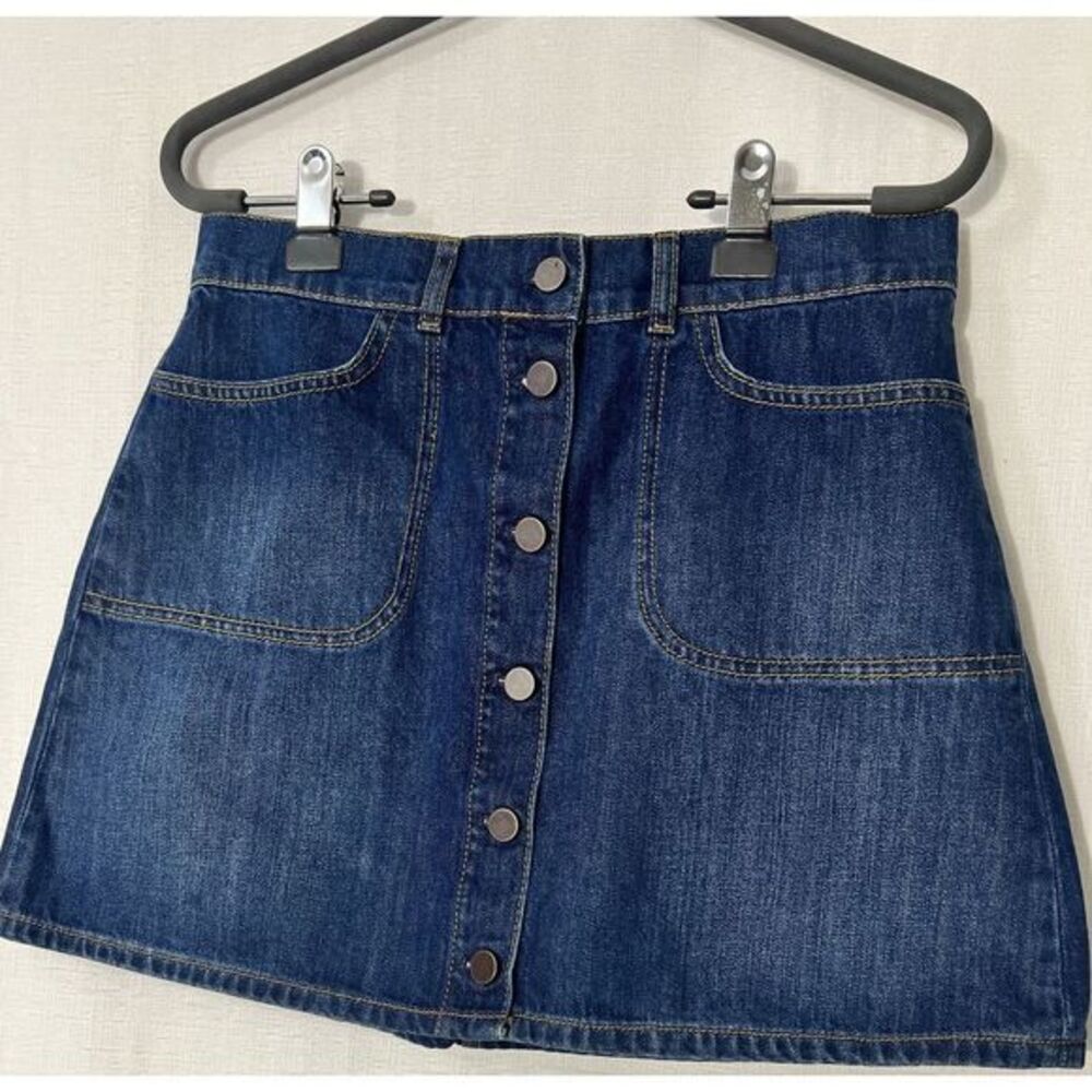 NWT‎ French connection Button Down Midi Denim Skirt  Womens Sz 8 Boho Chic Style